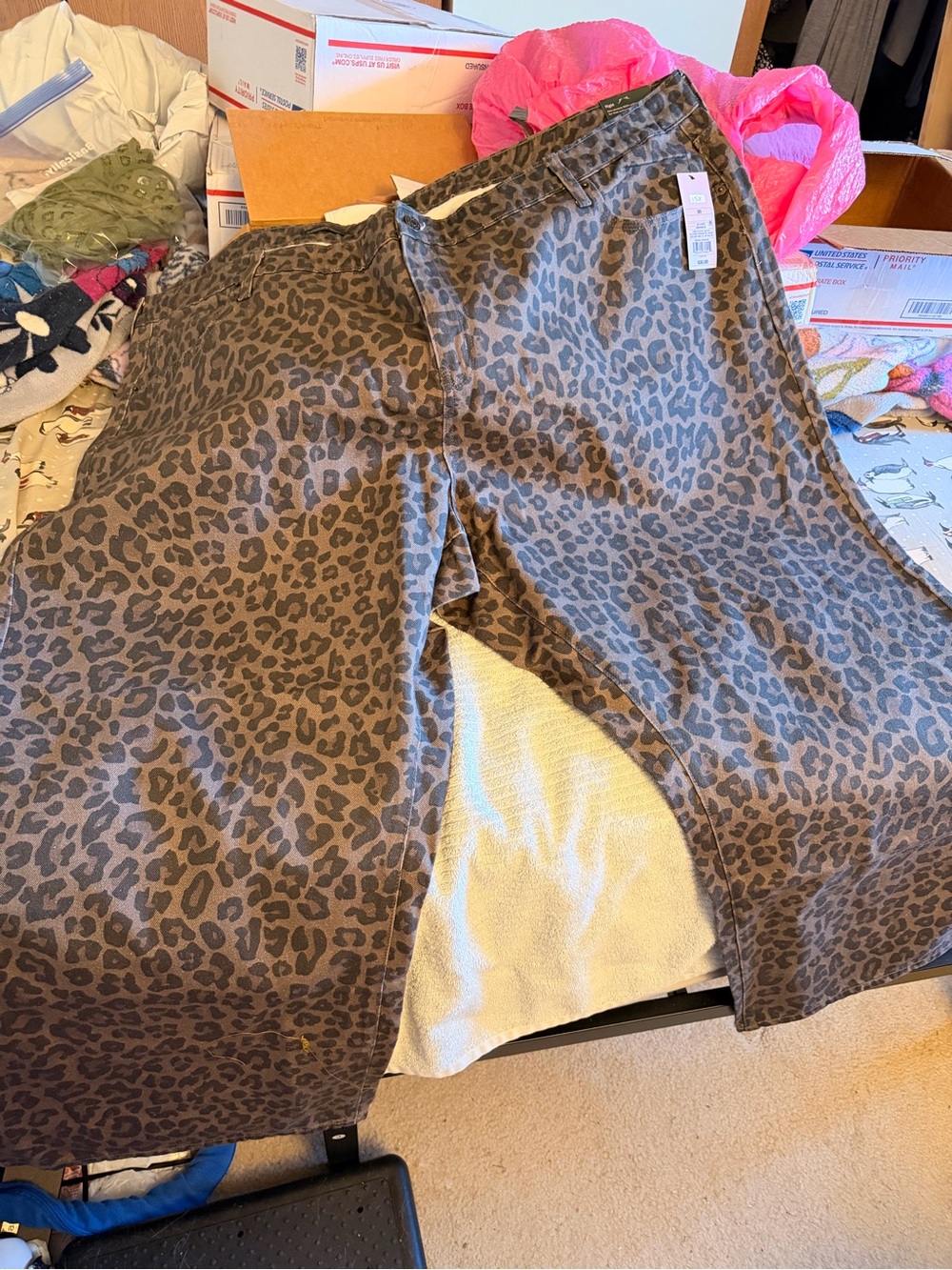 NWT wild fable Sz 30 Brown Leopard Print Wide Leg Jeans